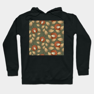 Vintage Fall Pattern with Floral Motifs Hoodie